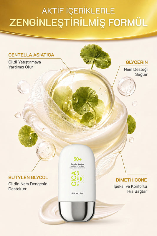 Cica Sun Cream Centella Asiatica / Hassas Ciltlere Özel SPF50+ PA+++++ UVA/UVB 50ml