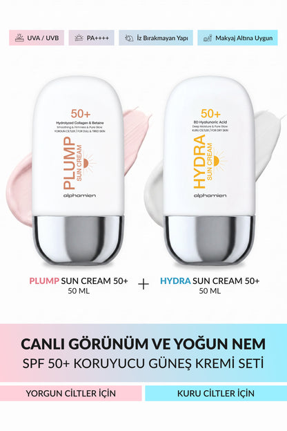 Plump Sun Cream + Hydra Sun Cream SPF50+ PA++++ UVA/UVB 50 ml 2’li Güneş Kremi Seti