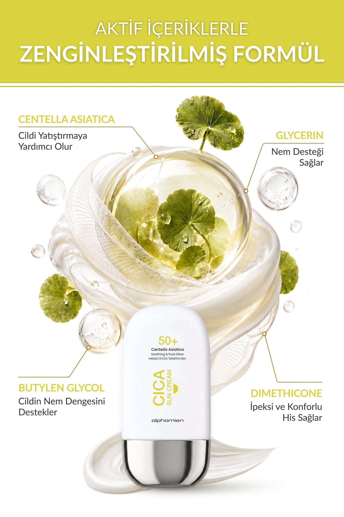 Cica Sun Cream + Plump Sun Cream + Hydra Sun Cream SPF50+ PA++++ UVA/UVB 50 ml 3’li Güneş Kremi Seti