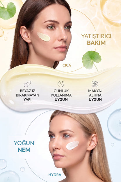 Cica Sun Cream + Hydra Sun Cream SPF50+ PA++++ UVA/UVB 50 ml 2’li Güneş Kremi Seti