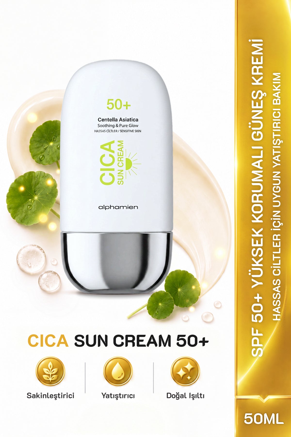 Cica Sun Cream Centella Asiatica / Hassas Ciltlere Özel SPF50+ PA+++++ UVA/UVB 50ml