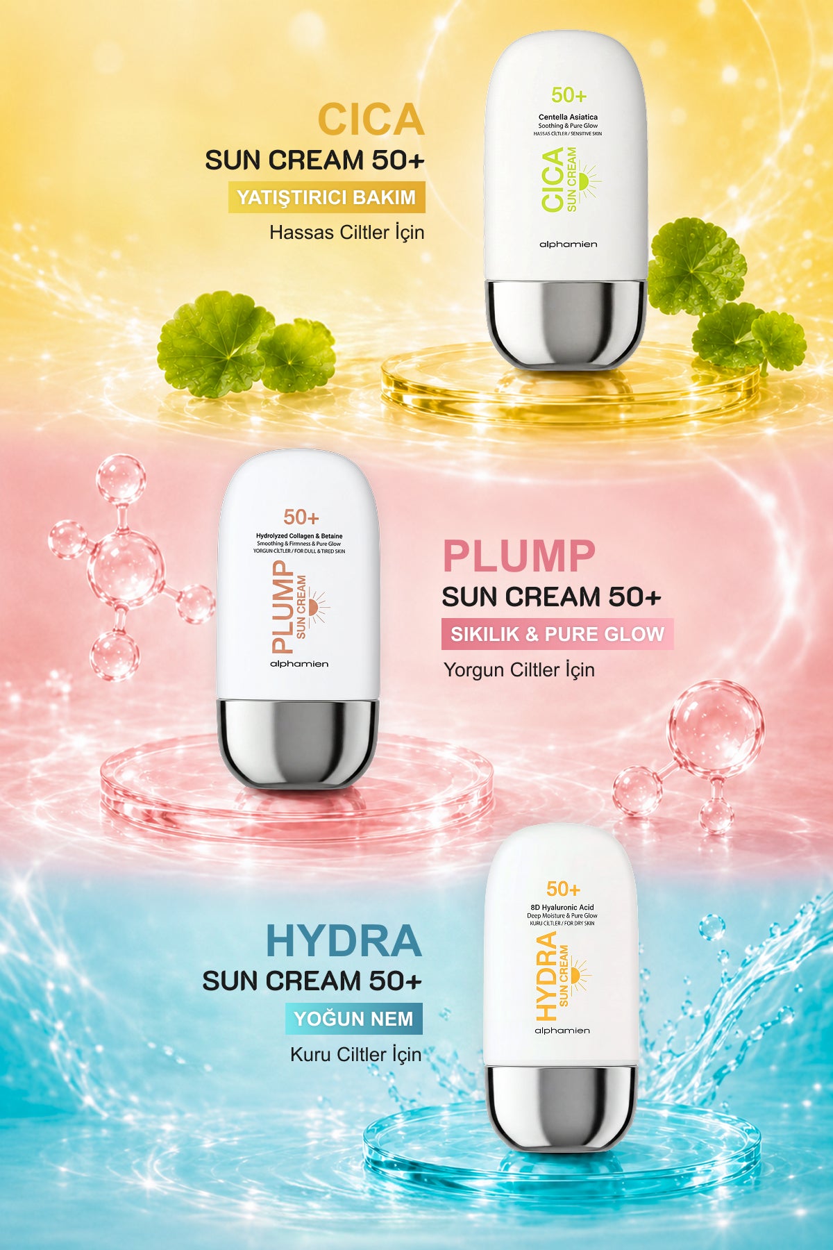 Cica Sun Cream Centella Asiatica / Hassas Ciltlere Özel SPF50+ PA+++++ UVA/UVB 50ml