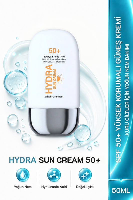 Hydra Sun Cream 8D Hyaluronic Acid / Kuru Ciltlere Özel SPF50+ PA+++++ UVA/UVB 50ml