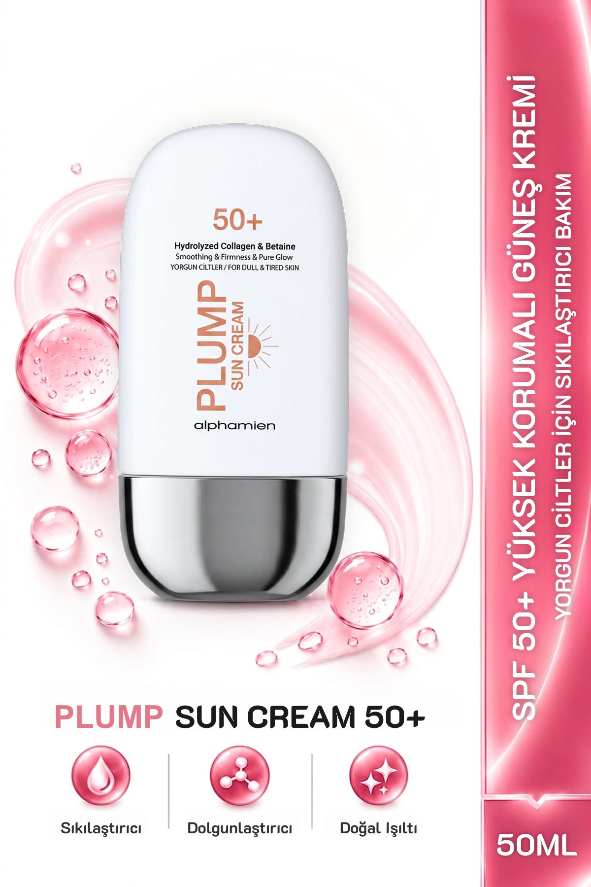 Plump Sun Cream Hydrolyzed Collagen & Betaine / Yorgun Ciltlere Özel SPF50+ PA+++++ UVA/UVB 50ml