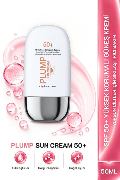 Plump Sun Cream Hydrolyzed Collagen & Betaine / Yorgun Ciltlere Özel SPF50+ PA+++++ UVA/UVB 50ml