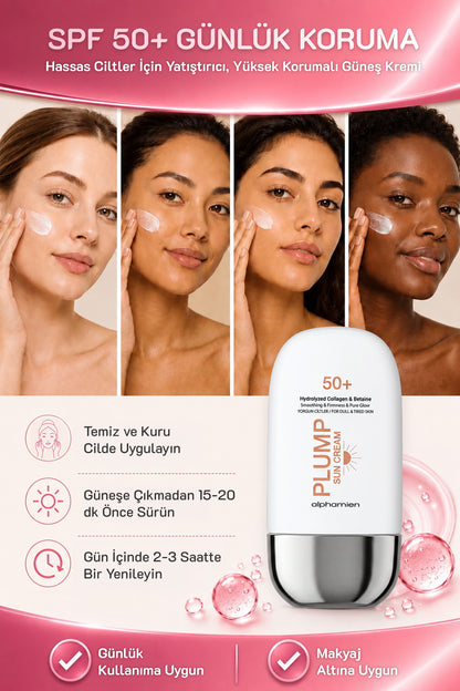 Plump Sun Cream Hydrolyzed Collagen & Betaine / Yorgun Ciltlere Özel SPF50+ PA+++++ UVA/UVB 50ml