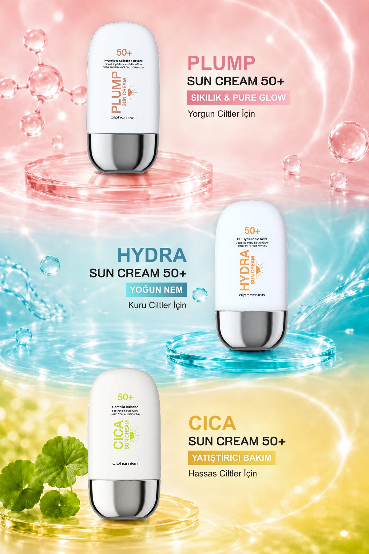 Plump Sun Cream Hydrolyzed Collagen & Betaine / Yorgun Ciltlere Özel SPF50+ PA+++++ UVA/UVB 50ml